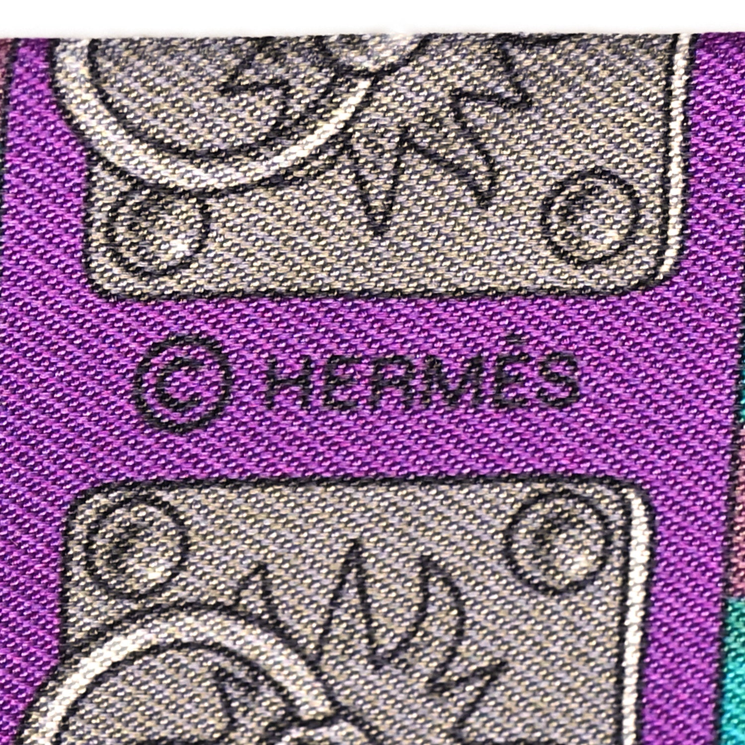 Hermes Silk Colliers De Chiens Twilly Emeraude Fuchsia Mauve 4 of 4