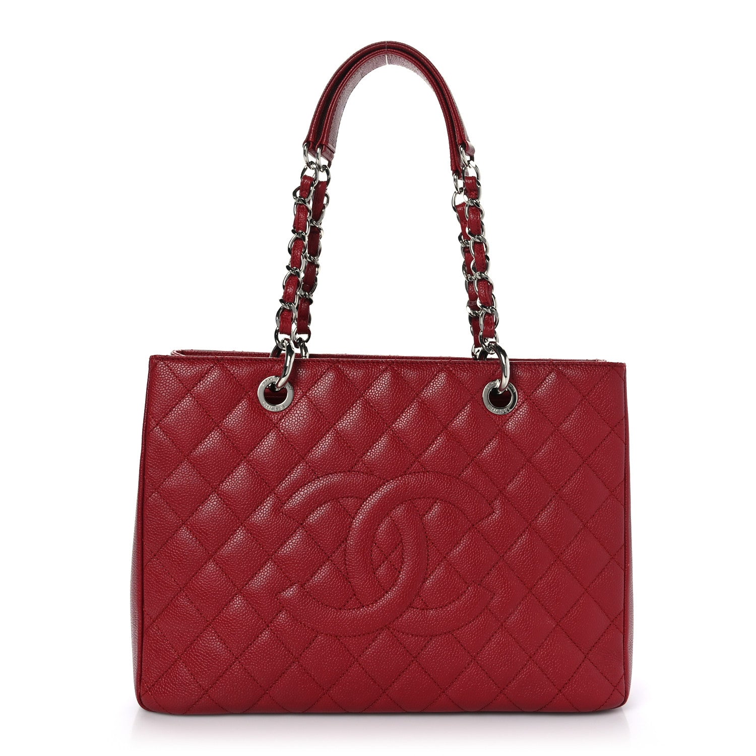 Chanel Caviar Quilted Grand Shopping Tote GST Red 1 of 12