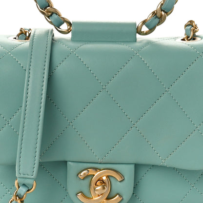 Chanel Lambskin Quilted Small Circular Handle Bag Blue 7 of 9