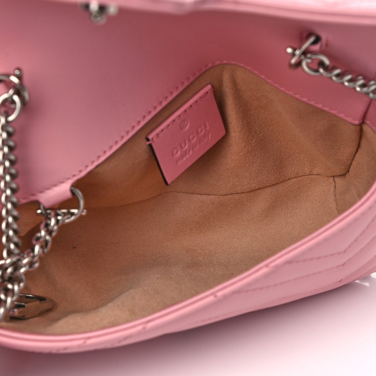Calfskin Matelasse Super Mini GG Marmont Shoulder Bag Wild Rose
