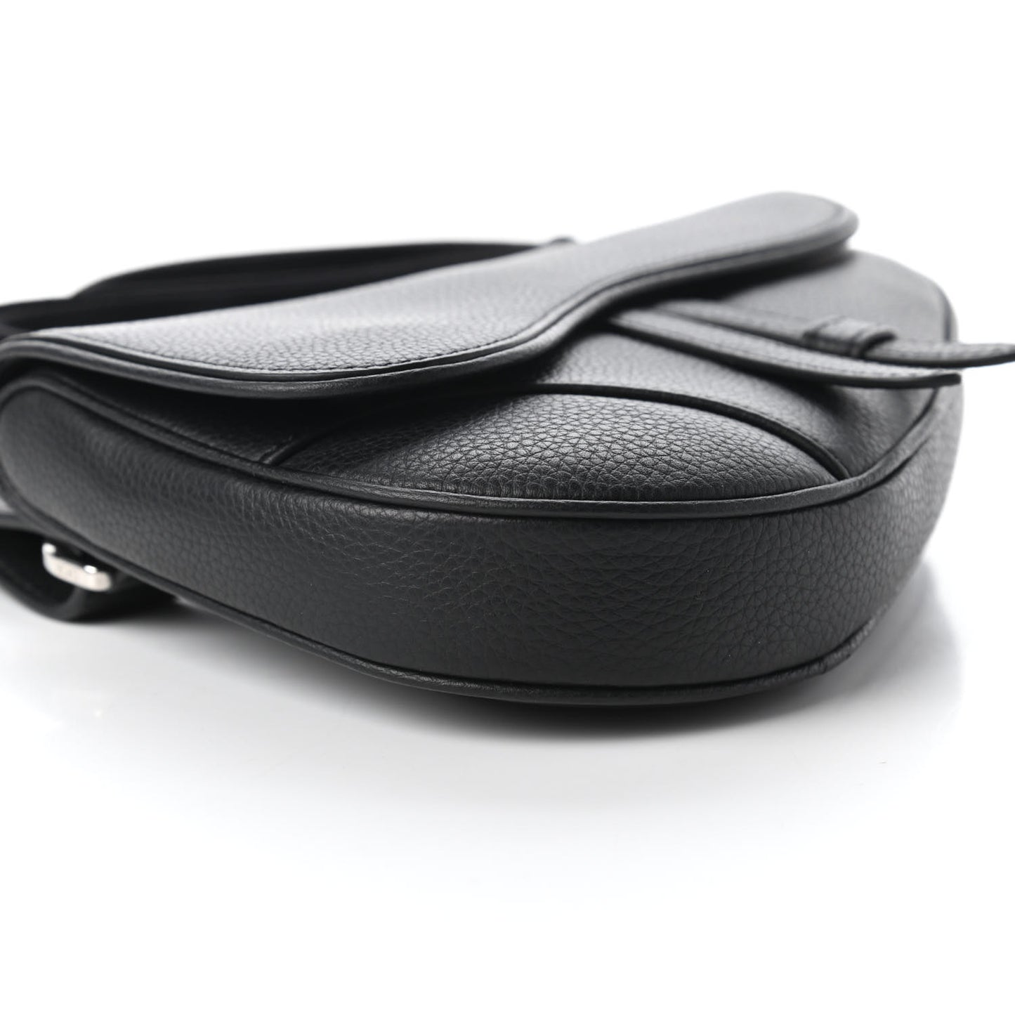 Grained Calfskin Mens Mini Saddle Bag Black