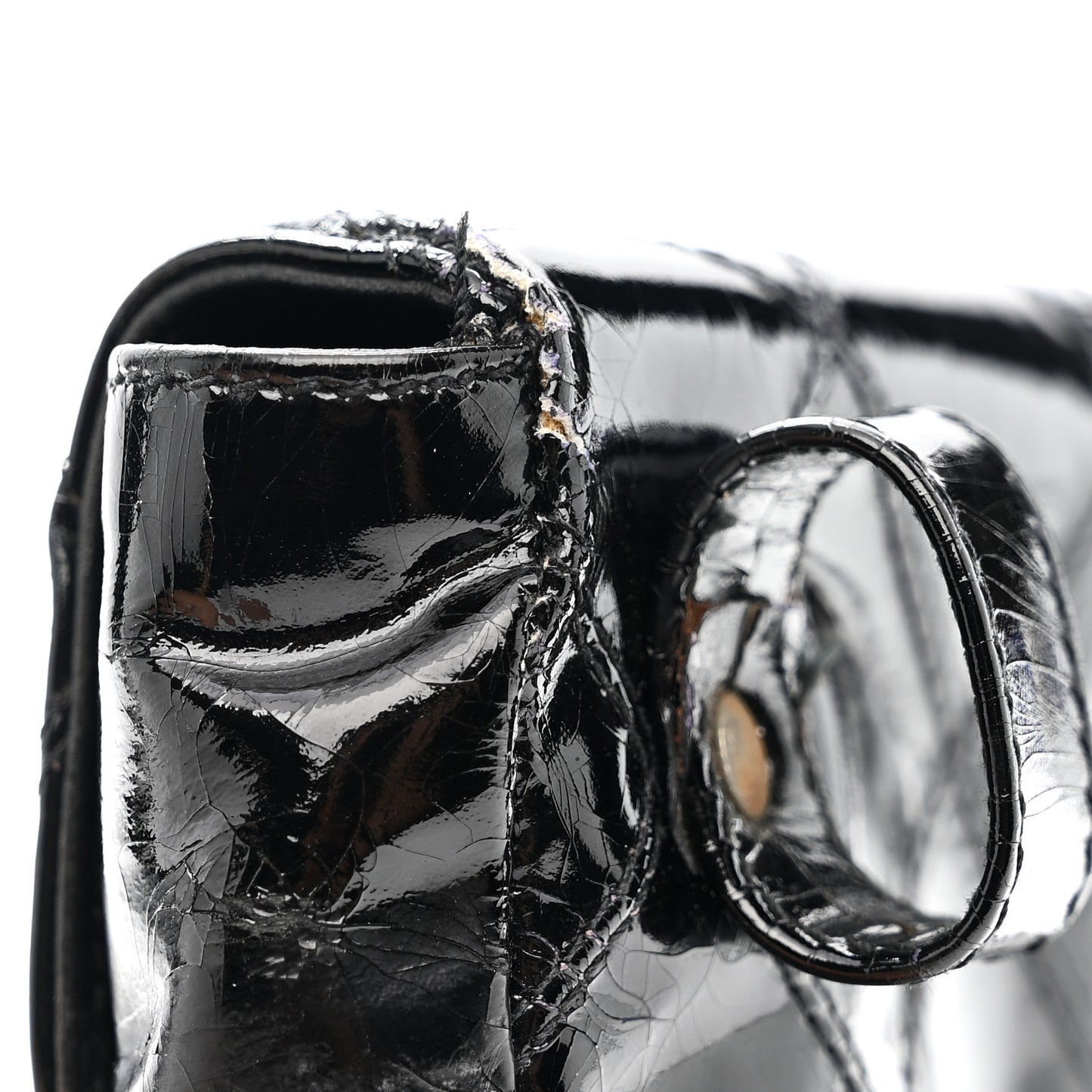 Patent Flap Waist Belt Bag Black