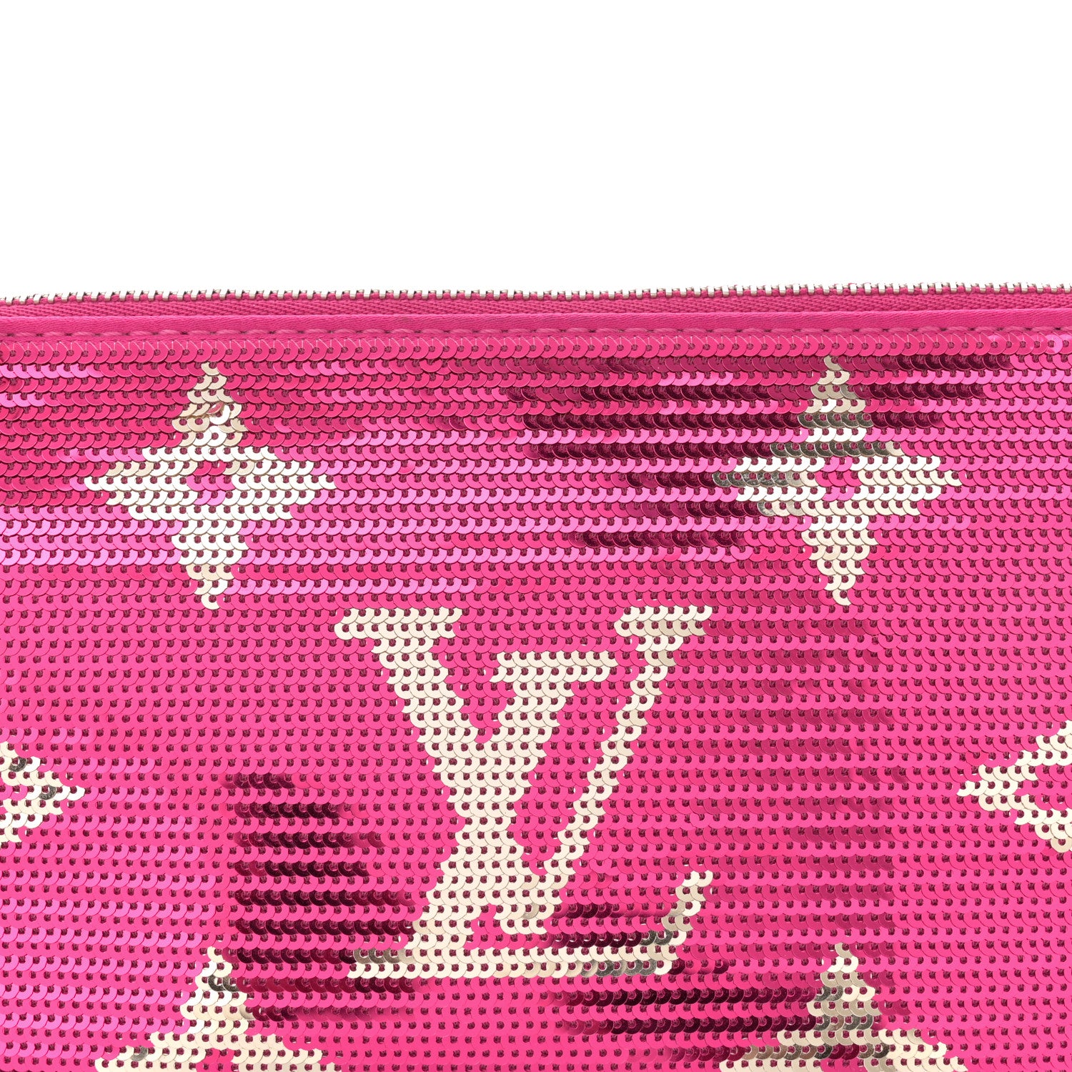 Louis Vuitton Satin Sequin Monogram Giant Pochette Accessories Fuchsia 7 of 9
