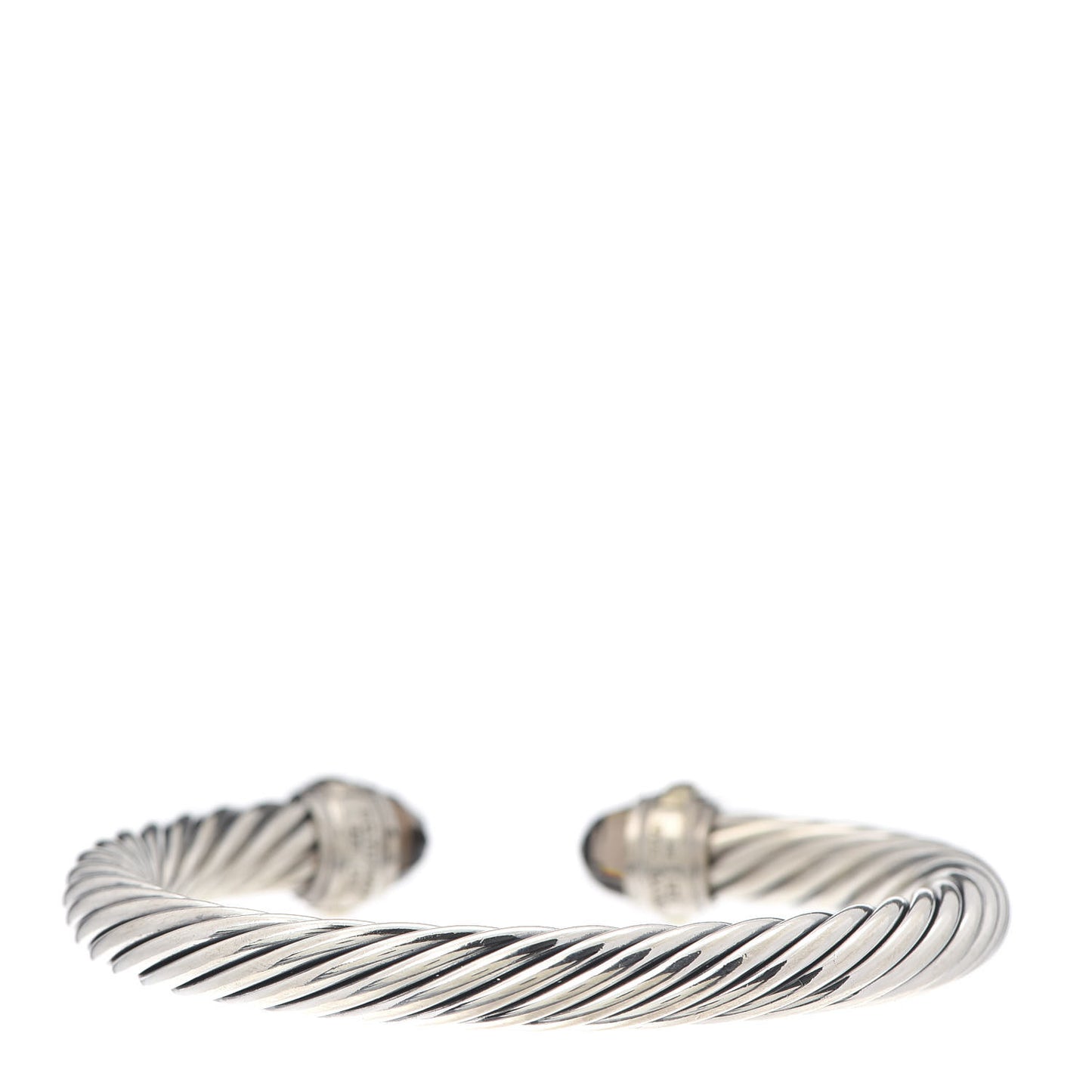 Sterling Silver 14K Yellow Gold Smoky Quartz 7mm Cable Classics Bracelet
