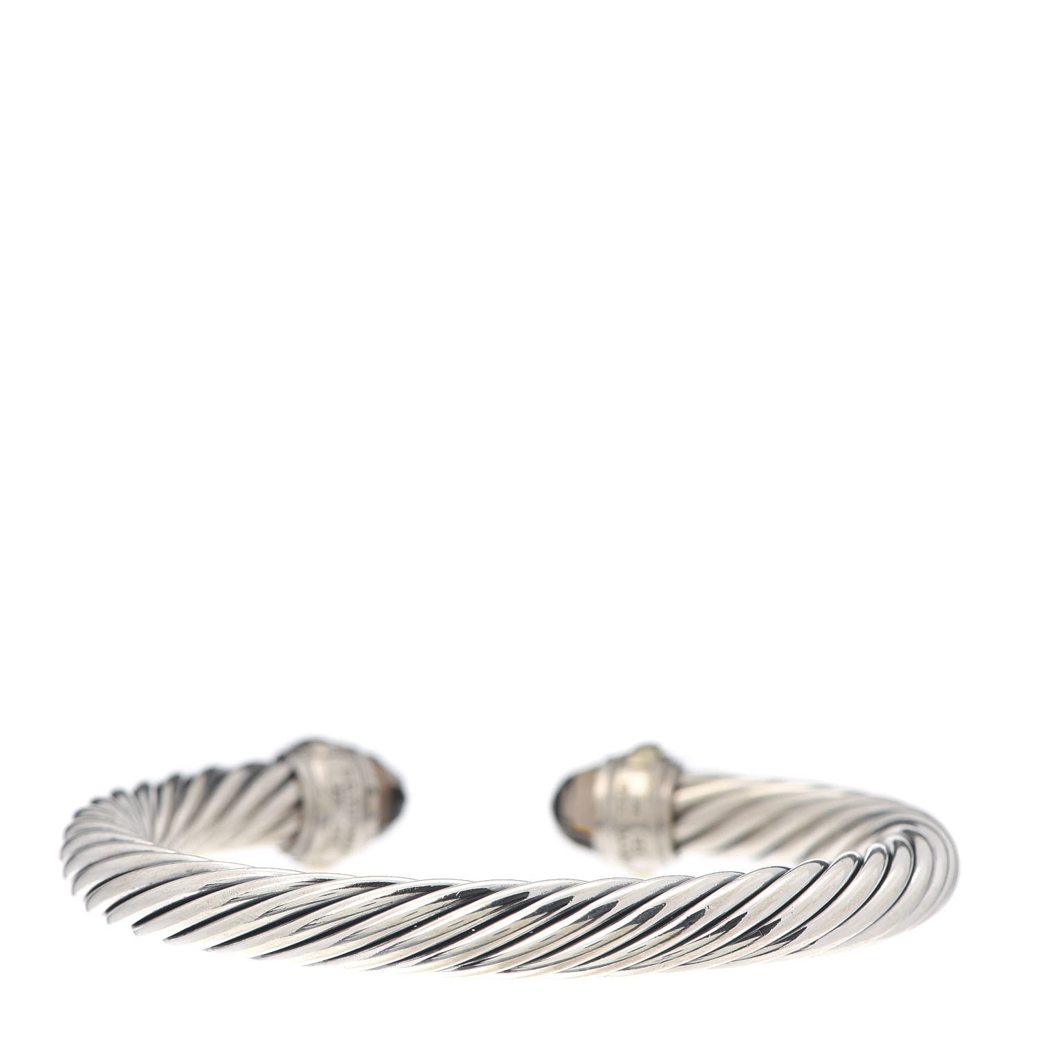 David Yurman Sterling Silver 14K Yellow Gold Smoky Quartz 7mm Cable Classics Bracelet 3 of 5