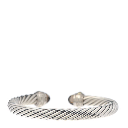 David Yurman Sterling Silver 14K Yellow Gold Smoky Quartz 7mm Cable Classics Bracelet 3 of 5