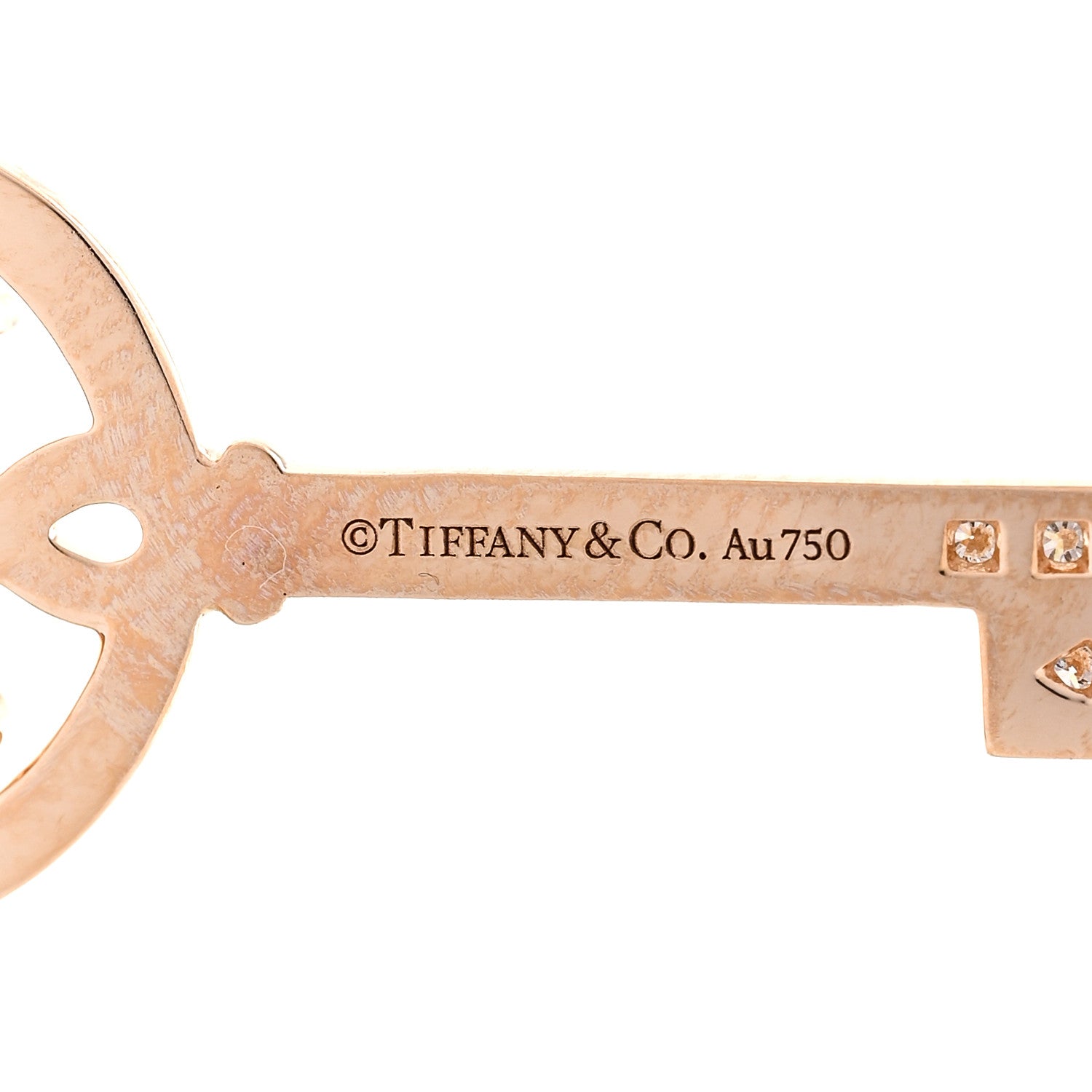 Tiffany 18K Rose Gold Diamond Victoria Round Key Pendant 3 of 4