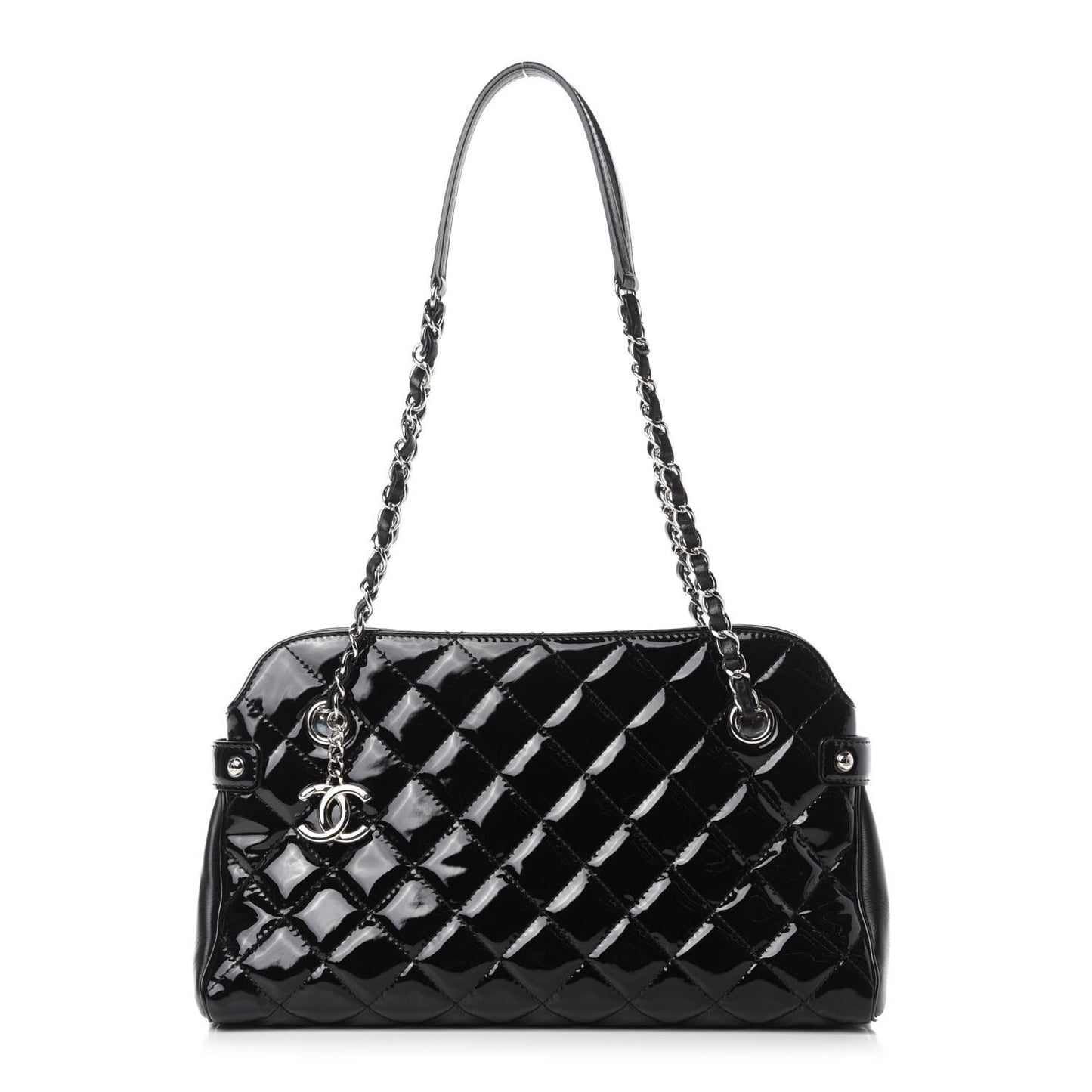 Patent Quilted Just Mademoiselle Bowling Bag Black
