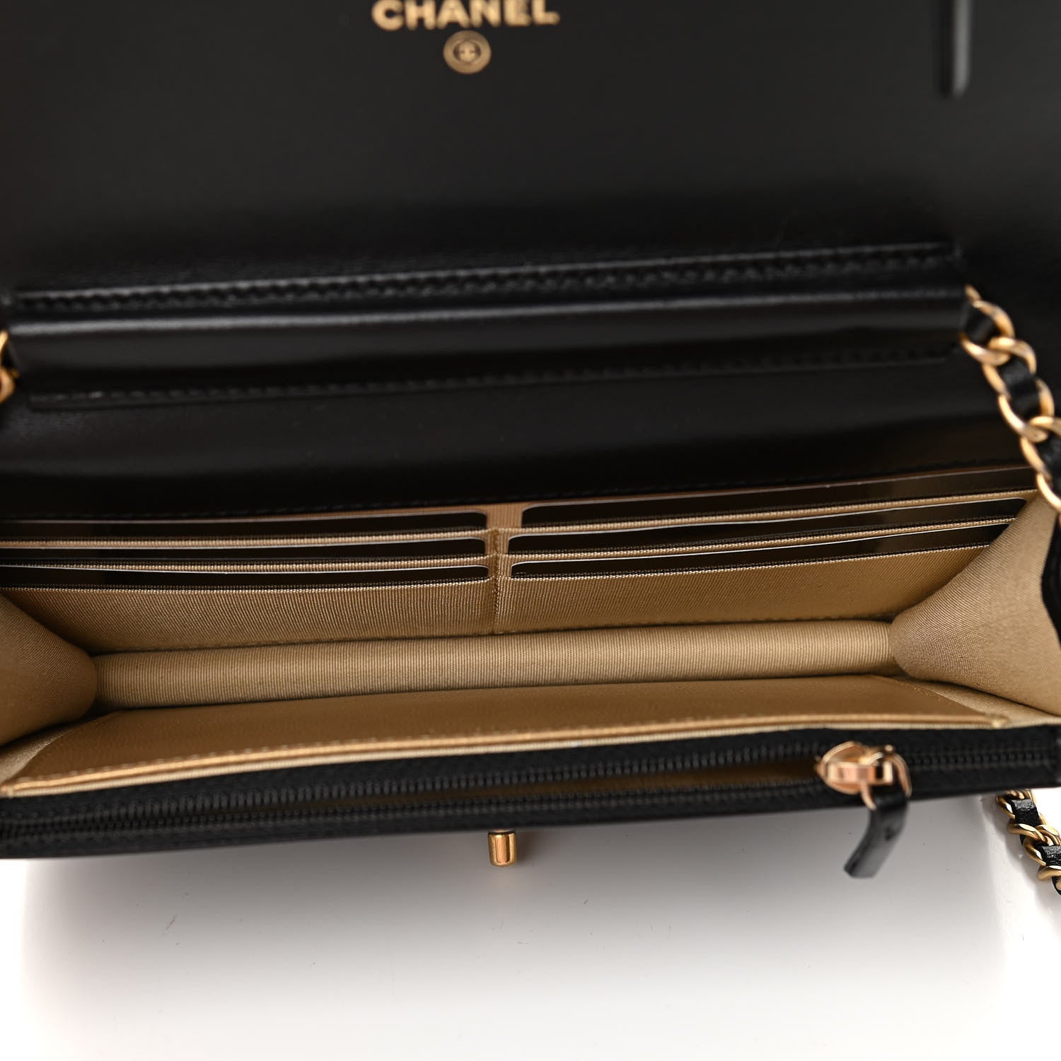Chanel Lambskin Quilted CC Pearl Crush Wallet on Chain WOC Black 5 of 12
