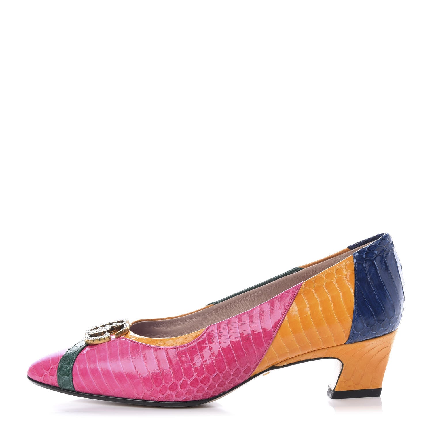 Gucci Snakeskin Crystal Double G Pumps 37 Multicolor 1 of 9