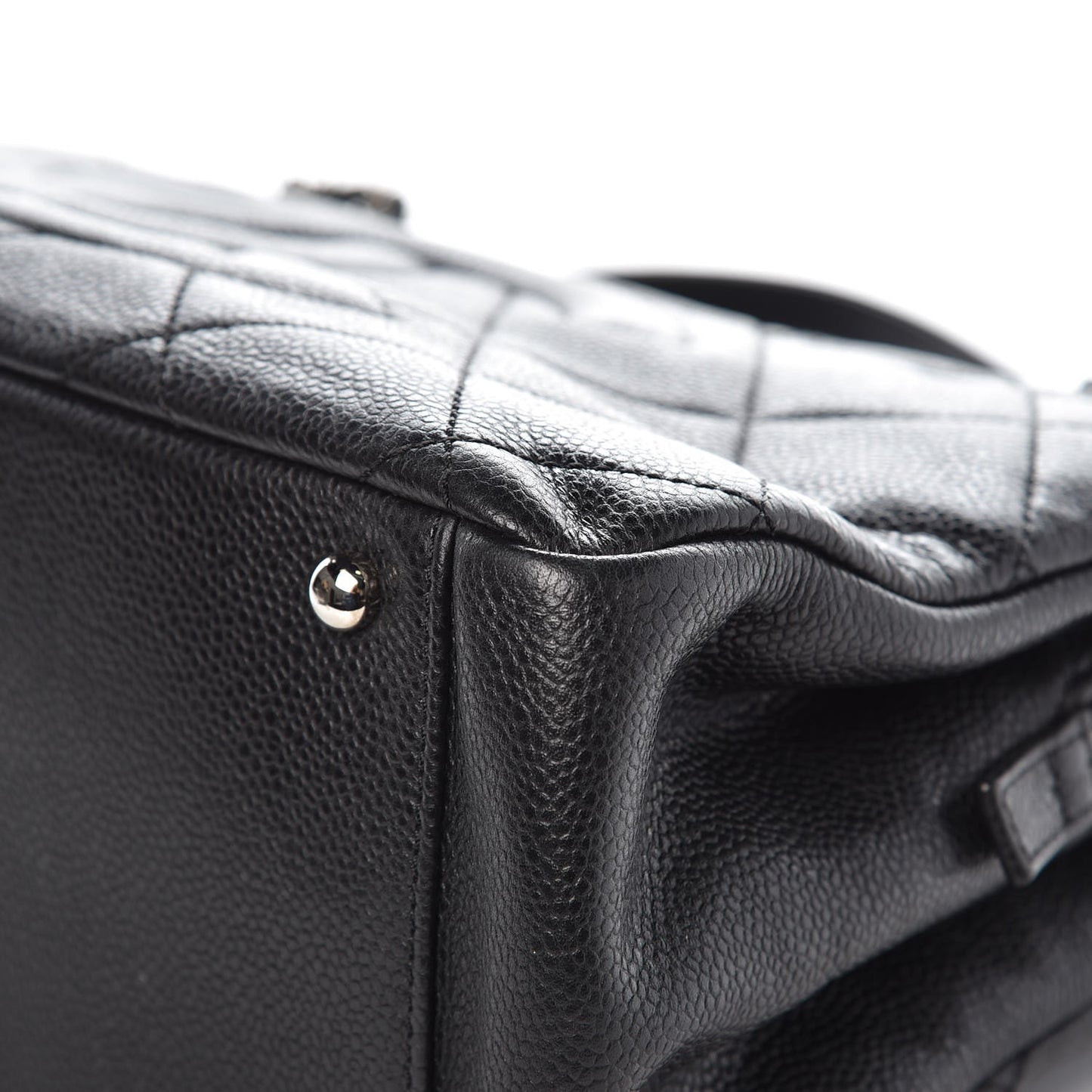 Caviar Quilted Shopping Tote Black