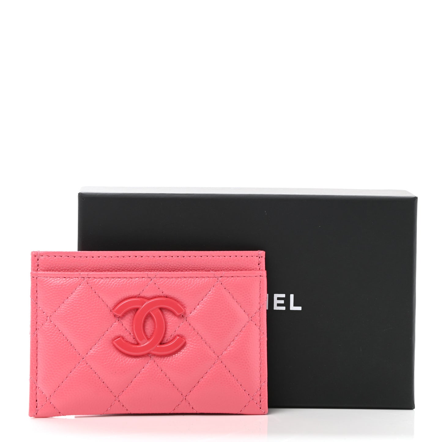 Caviar Quilted My Everything Card Holder Coral