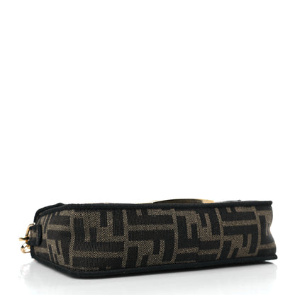 Fendi Fabric Jacquard FF 1974 Mini Baguette Tobacco Moro Black 4 of 8