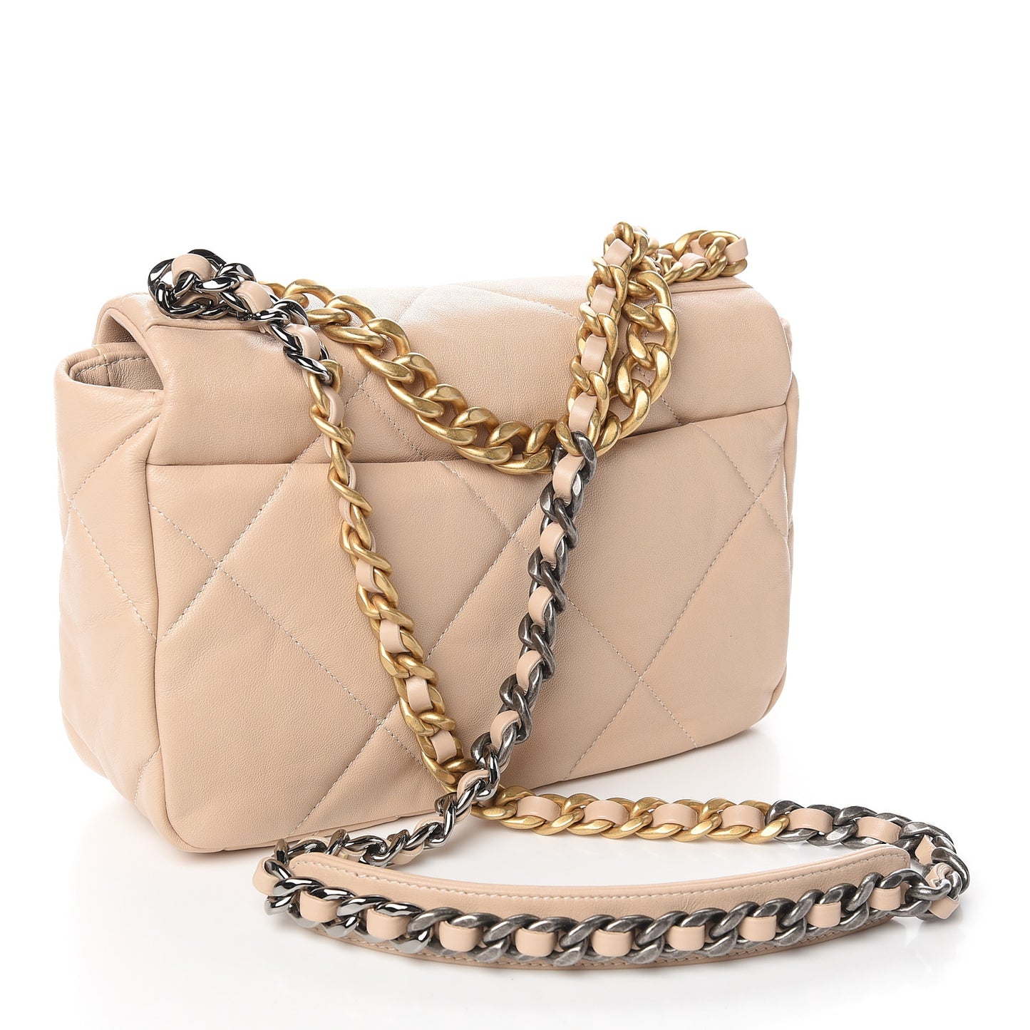 Lambskin Quilted Medium 19 Flap Light Beige