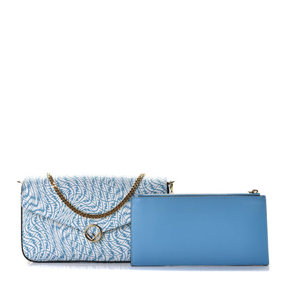 Fendi X SARAH COLEMAN Vitello Liberty Ceylon F is Fendi Micro FF Vertigo Embossed Envelope Wallet on Chain with Pouches Cyber Blue White 1 of 7