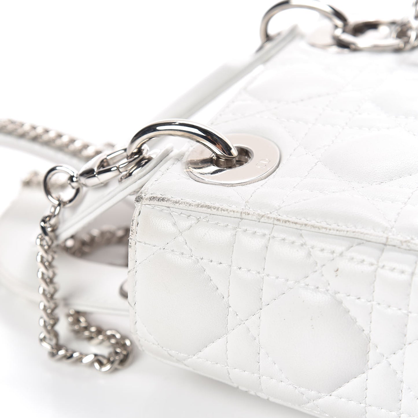 Lambskin Cannage Mini Lady Dior White