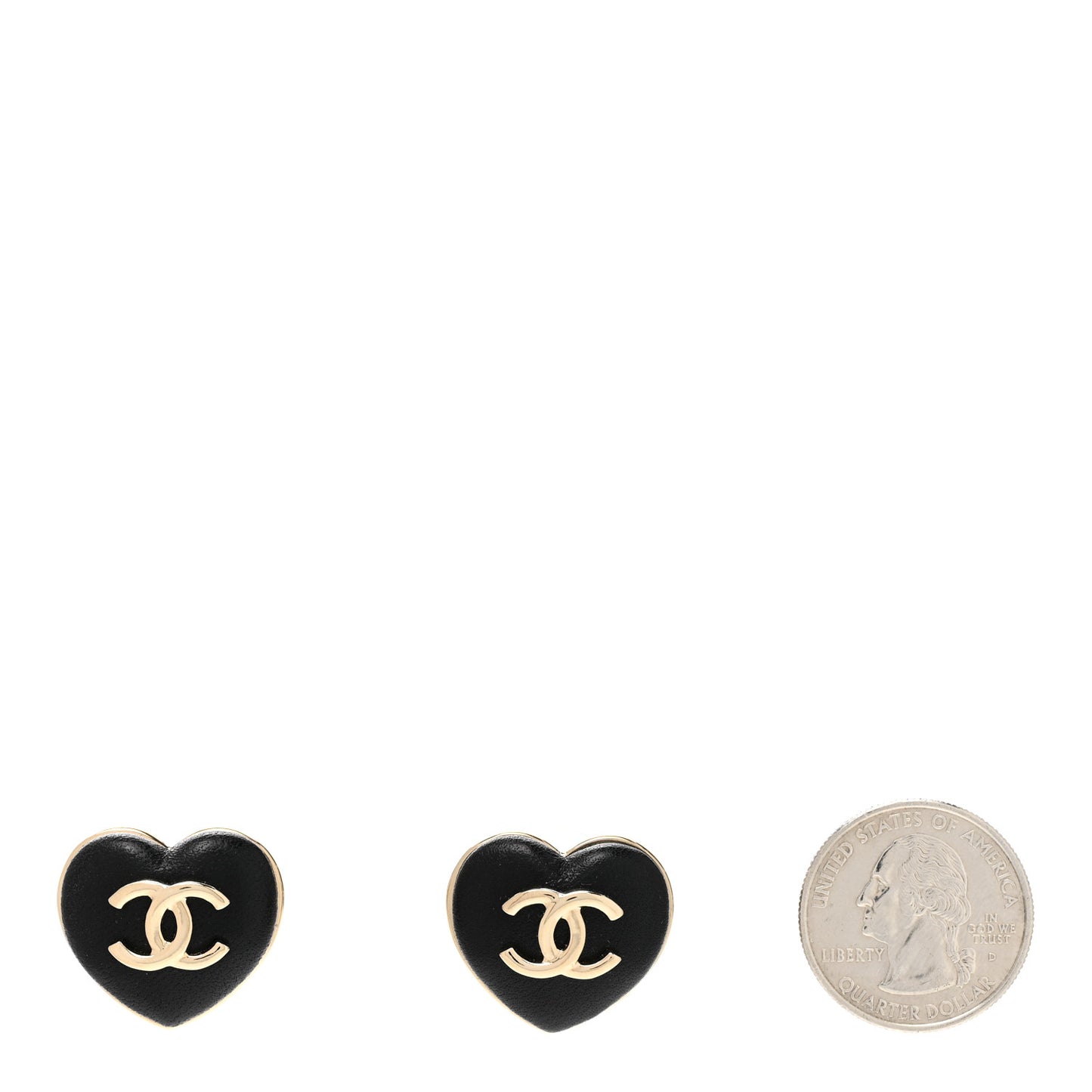 Lambskin CC Heart Earrings Black Gold