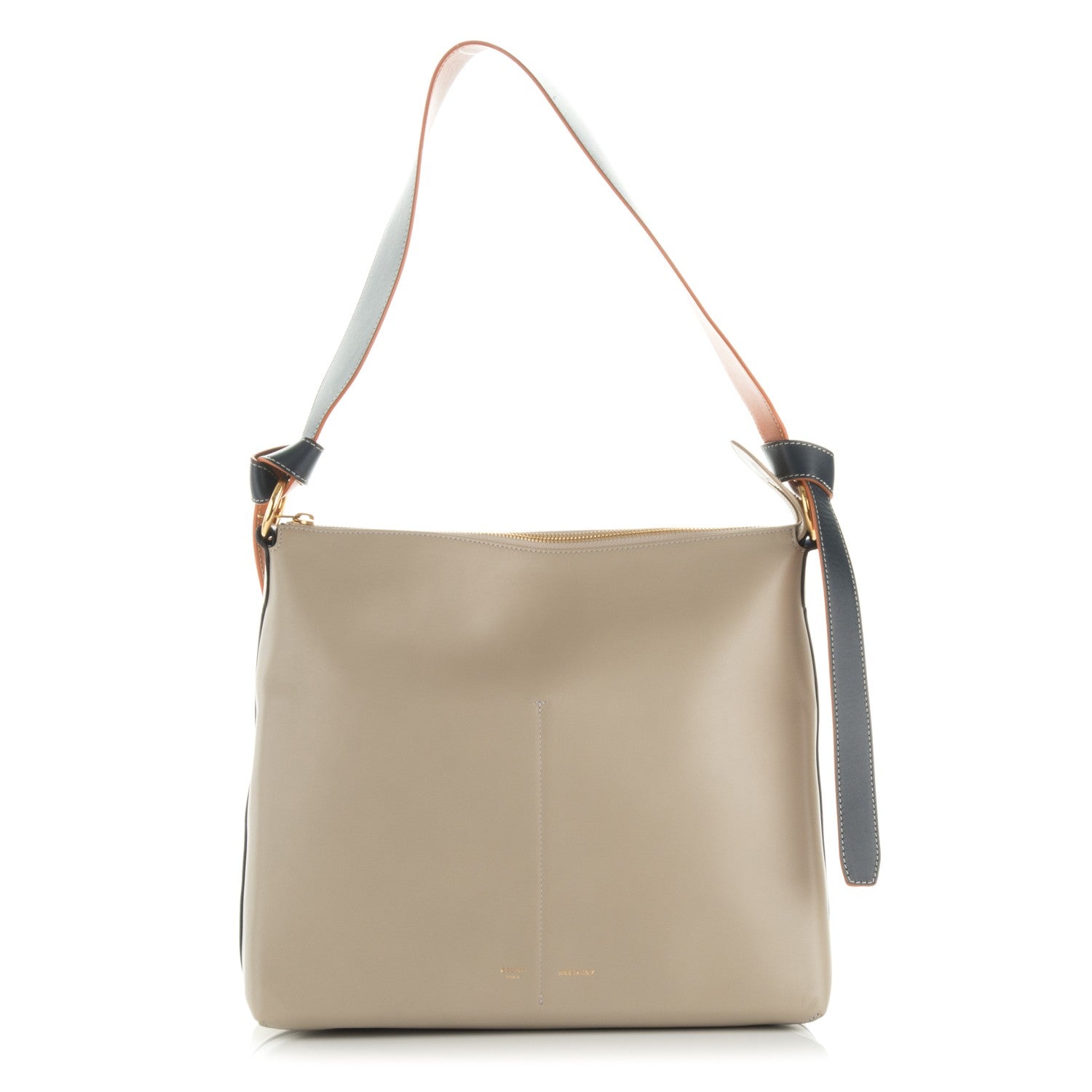 Celine Shiny Smooth Calfskin Zipped Twisted Cabas Beige White 1 of 7