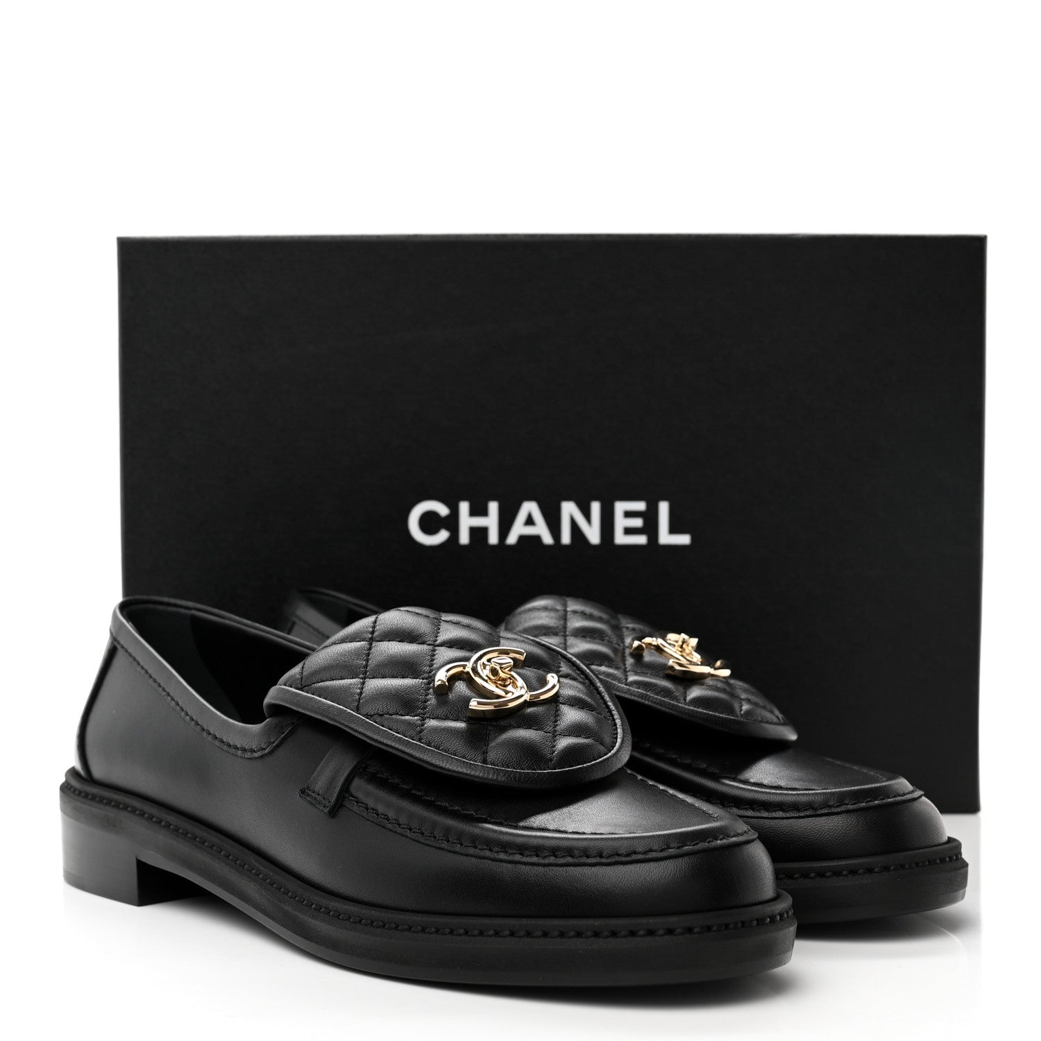 Chanel Lambskin Quilted CC Turnlock Loafers 39.5 Black 9 of 9
