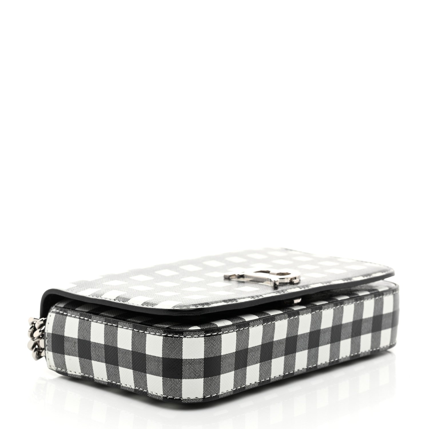 Burberry Calfskin Gingham Print Small Lola Bag Black White 4 of 10