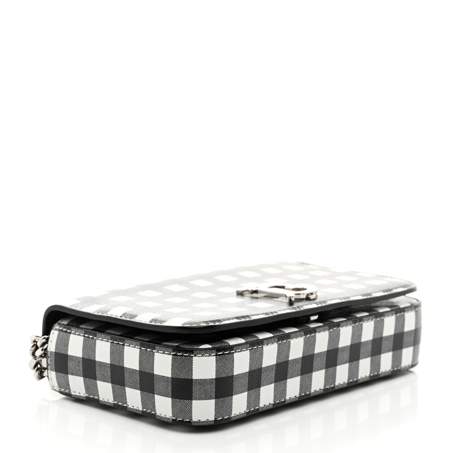 Calfskin Gingham Print Small Lola Bag Black White