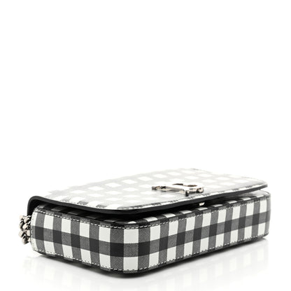 Burberry Calfskin Gingham Print Small Lola Bag Black White 4 of 10