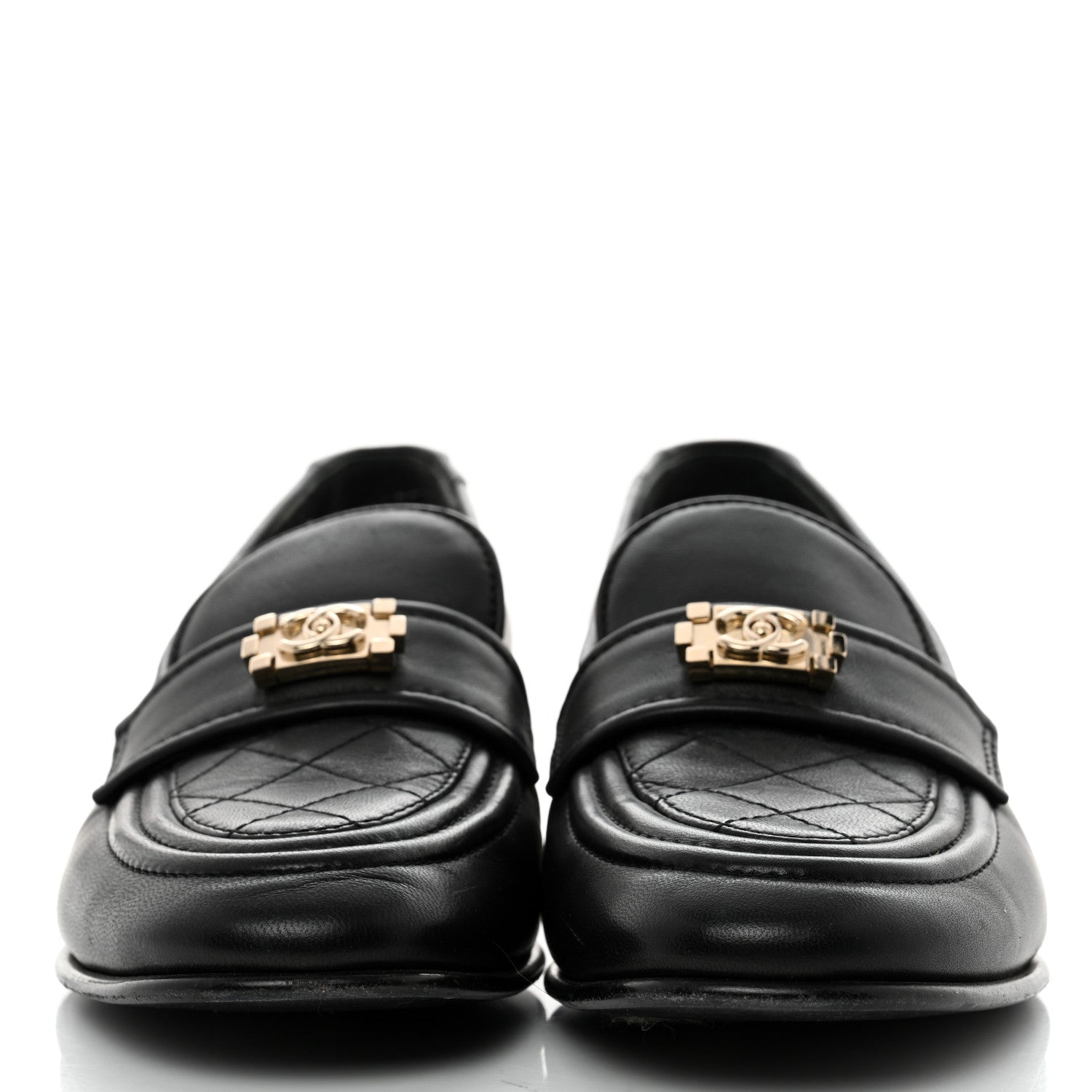Chanel Lambskin Quilted Boy Loafers 38 Black 2 of 8
