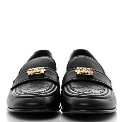 Chanel Lambskin Quilted Boy Loafers 38 Black 2 of 8