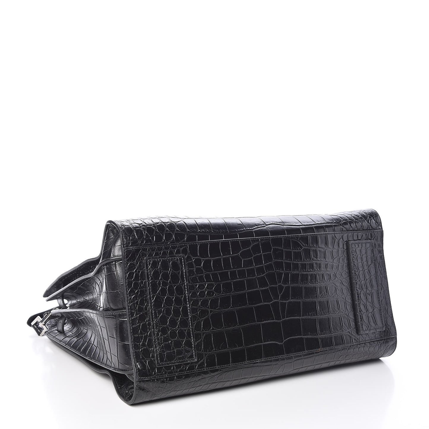Calfskin Crocodile Embossed Large Souple Sac De Jour Black