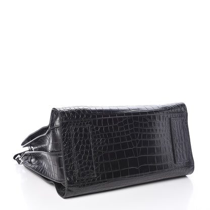 Saint Laurent Calfskin Crocodile Embossed Large Souple Sac De Jour Black 4 of 9