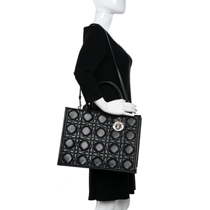 Christian Dior Calfskin Macro Cannage Medium Book Tote Black 2 of 10