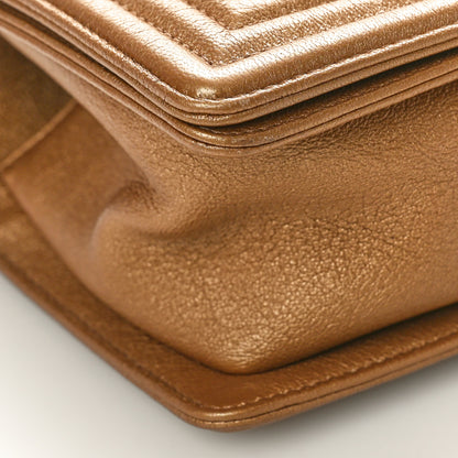 Chanel Metallic Lambskin Small Golden CC Boy Flap Dark Gold 9 of 10