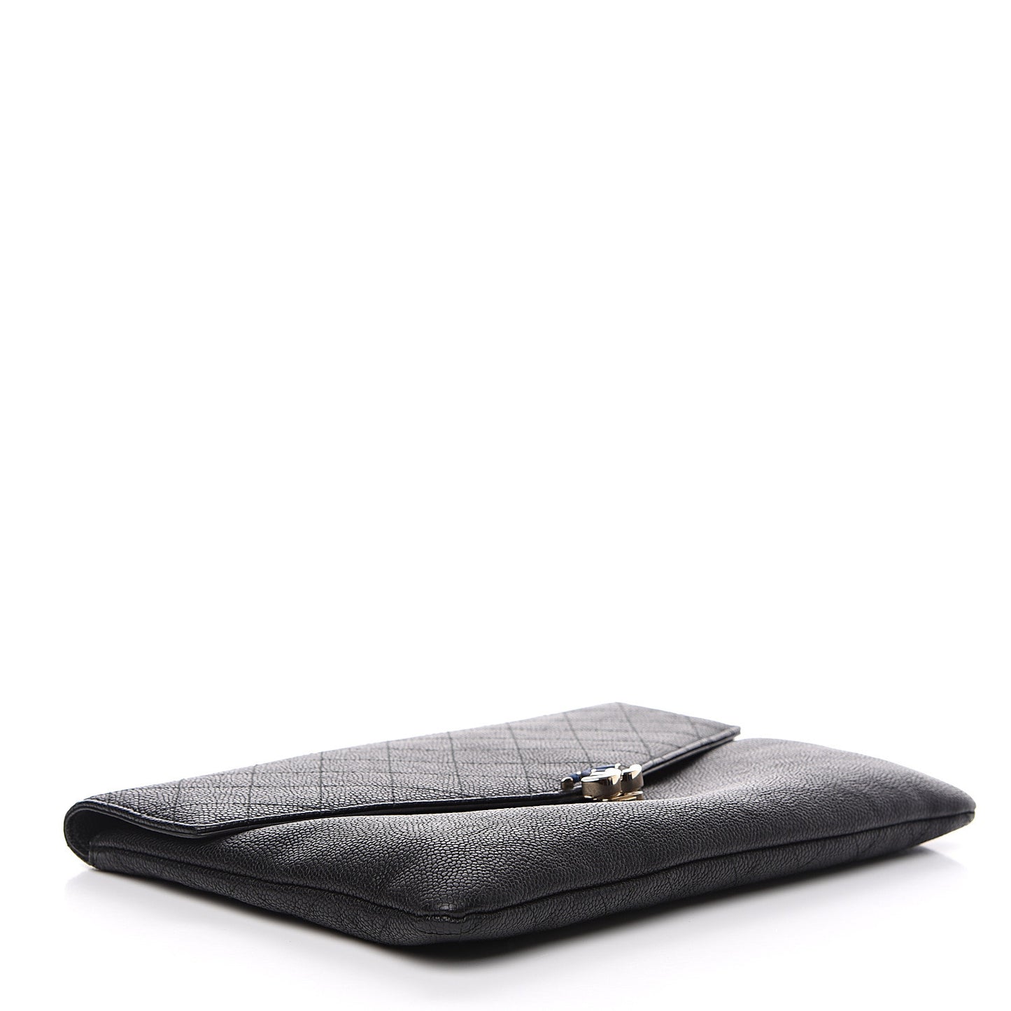 Caviar Quilted CC Box Flap Pouch Black Blue