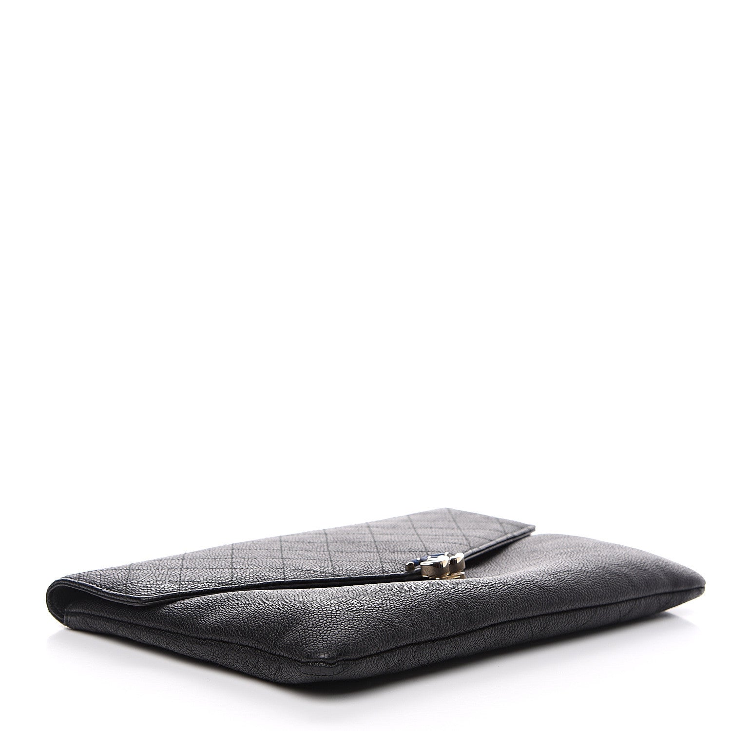 Chanel Caviar Quilted CC Box Flap Pouch Black Blue 3 of 8