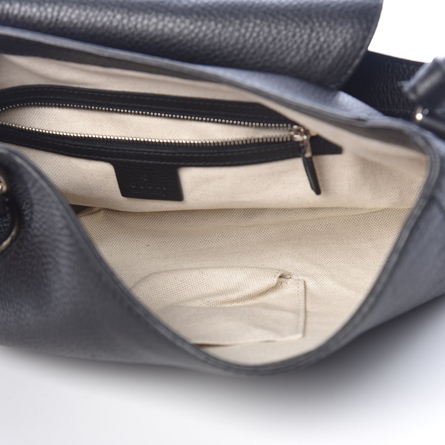 Pebbled Calfskin Medium Techno Horsebit Shoulder Flap Bag Black