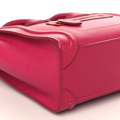 Celine Drummed Calfskin Nano Luggage Fuchsia 8 of 9