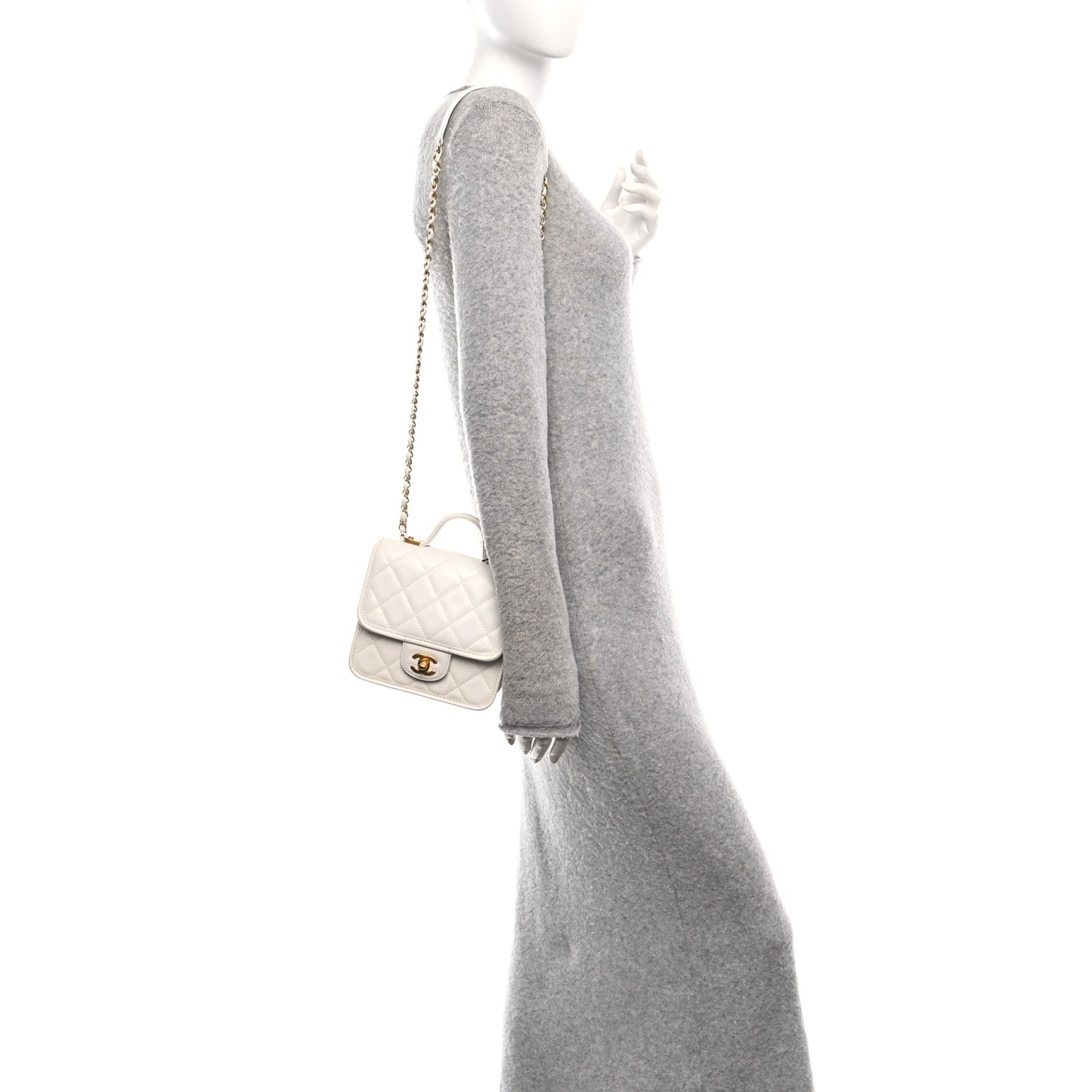Caviar School Memory Mini Top Handle Flap White