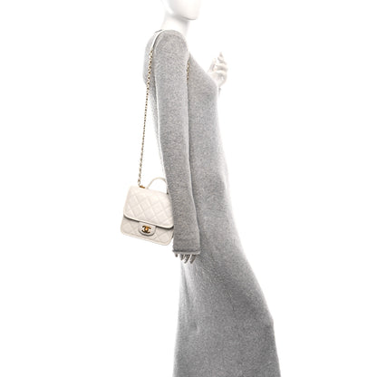 Chanel Caviar School Memory Mini Top Handle Flap White 2 of 12