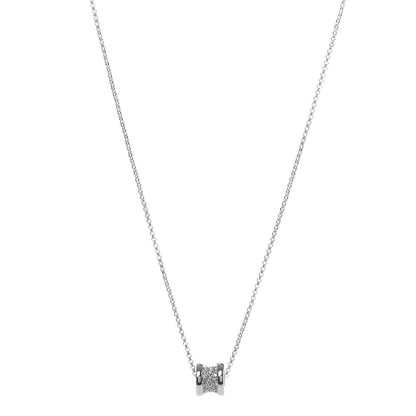 Bulgari 18K White Gold Diamond Small B.Zero1 Pave Pendant Necklace 1 of 5