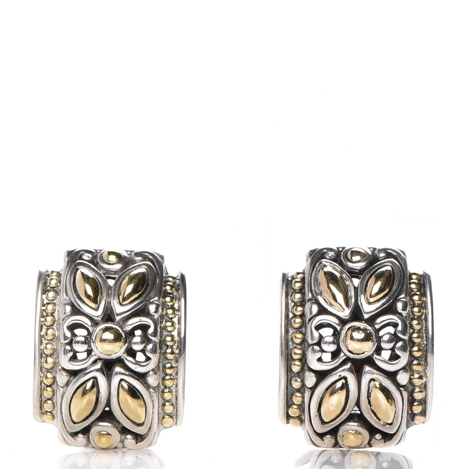 John Hardy Sterling Silver 18K Yellow Gold Jaisalmer Omega Earrings 1 of 5