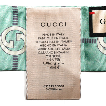 Gucci Silk Twill Networkina Neck Bow Scarf Teal Dark Purple 3 of 3