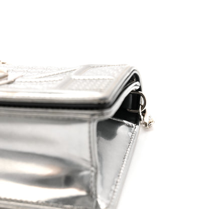 Christian Dior Metallic Patent Micro-Cannage Baby Diorama Flap Bag Silver 12 of 15
