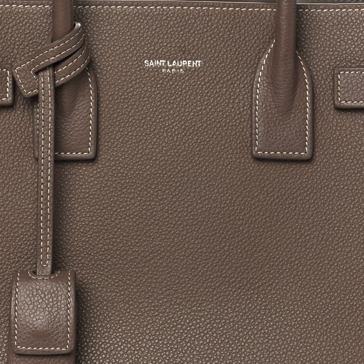 Saint Laurent Grained Calfskin Topstich Baby Sac De Jour Taupe 7 of 12