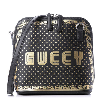 Gucci X SEGA Calfskin GUCCY Stars Mini Dome Shoulder Bag Black Gold 1 of 10