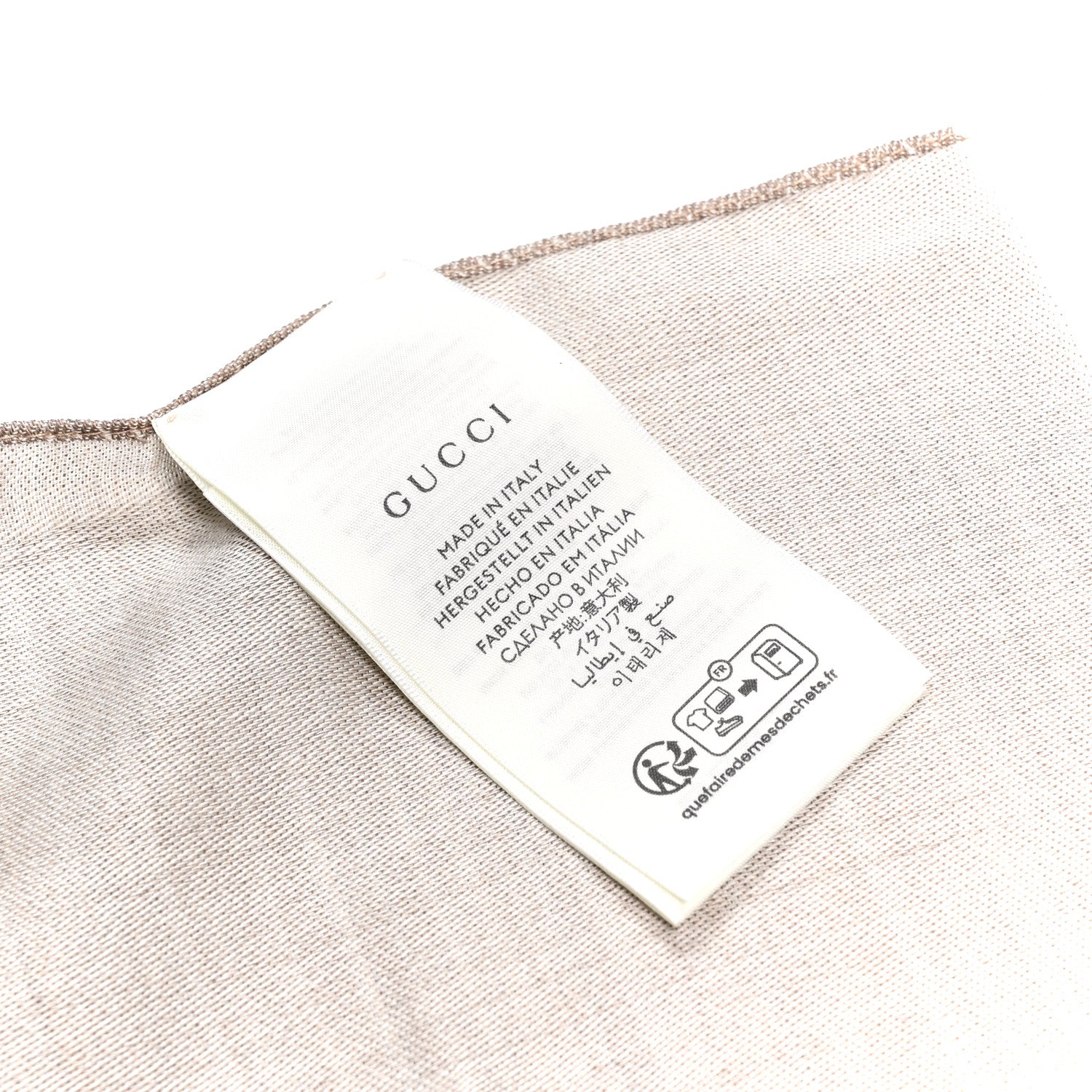 Gucci Wool Silk GG Monogram GGNat Scarf Sand 4 of 4