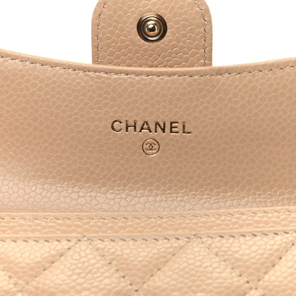 Chanel Caviar Quilted Flap Card Holder Wallet Beige 6 of 9