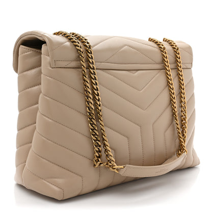 Saint Laurent Calfskin Y Quilted Monogram Medium Loulou Chain Satchel Dark Beige 3 of 10