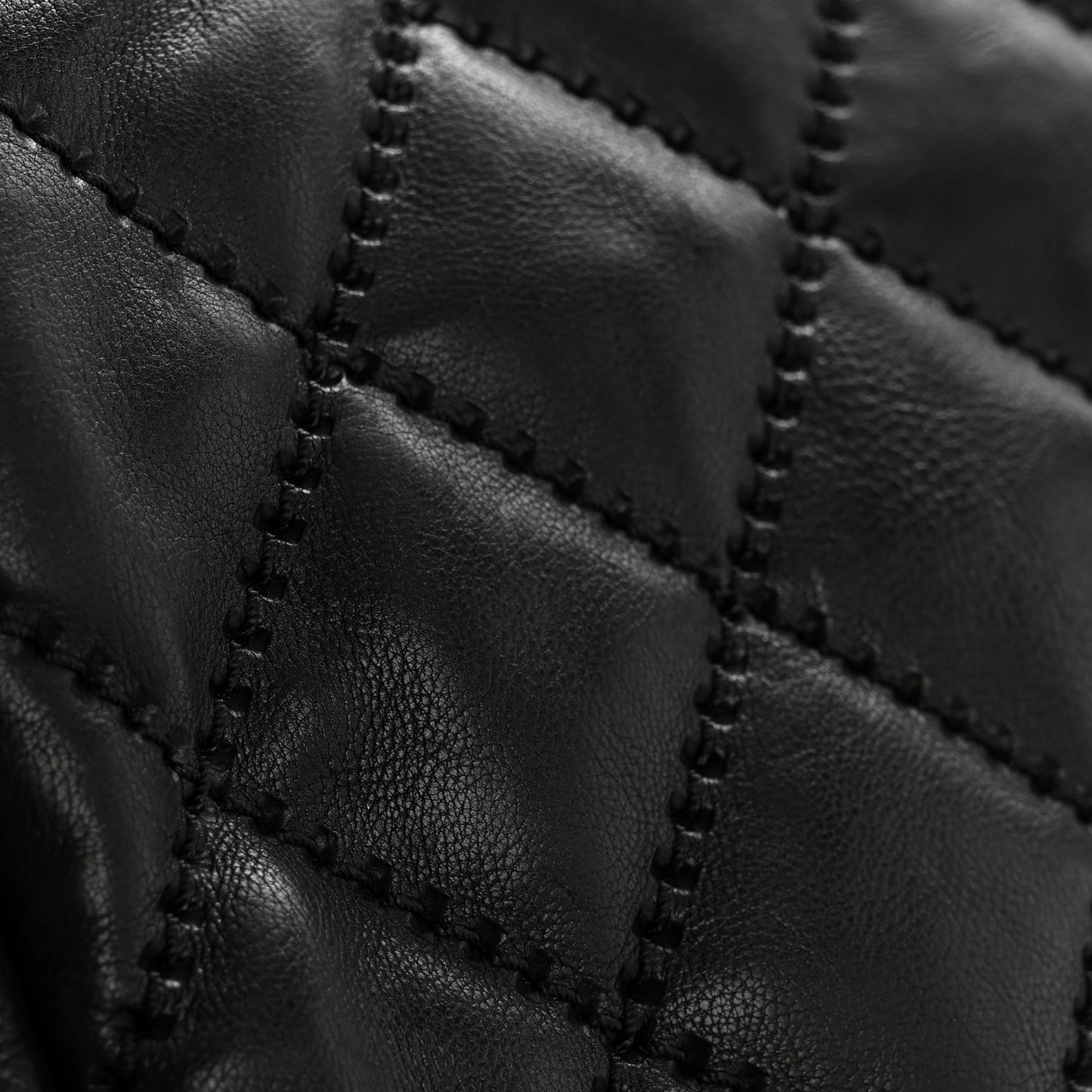 Calfskin Quilted Large Retro Chain Flap Black