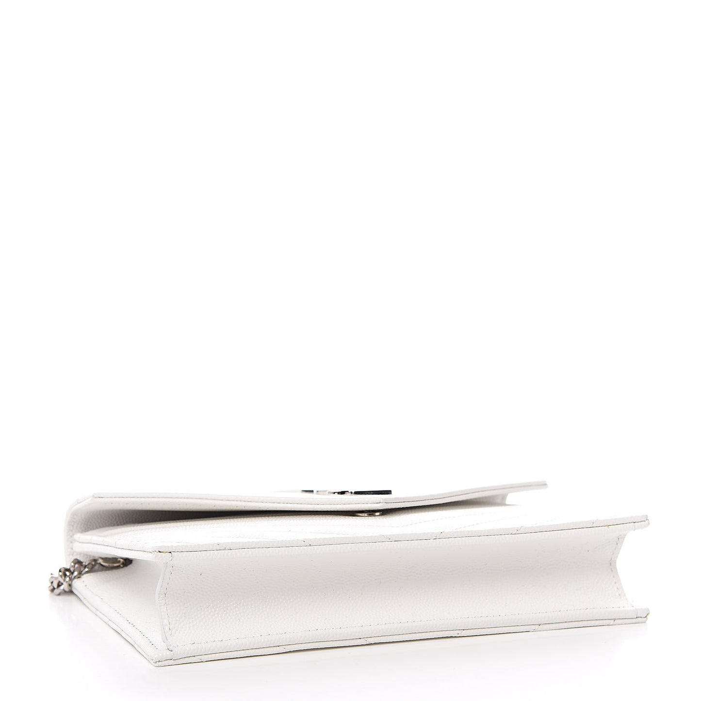 Grain De Poudre Matelasse Chevron Monogram Envelope Chain Wallet Optical White