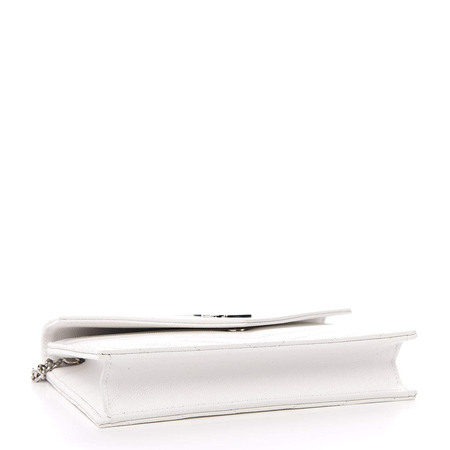 Saint Laurent Grain De Poudre Matelasse Chevron Monogram Envelope Chain Wallet Optical White 4 of 11